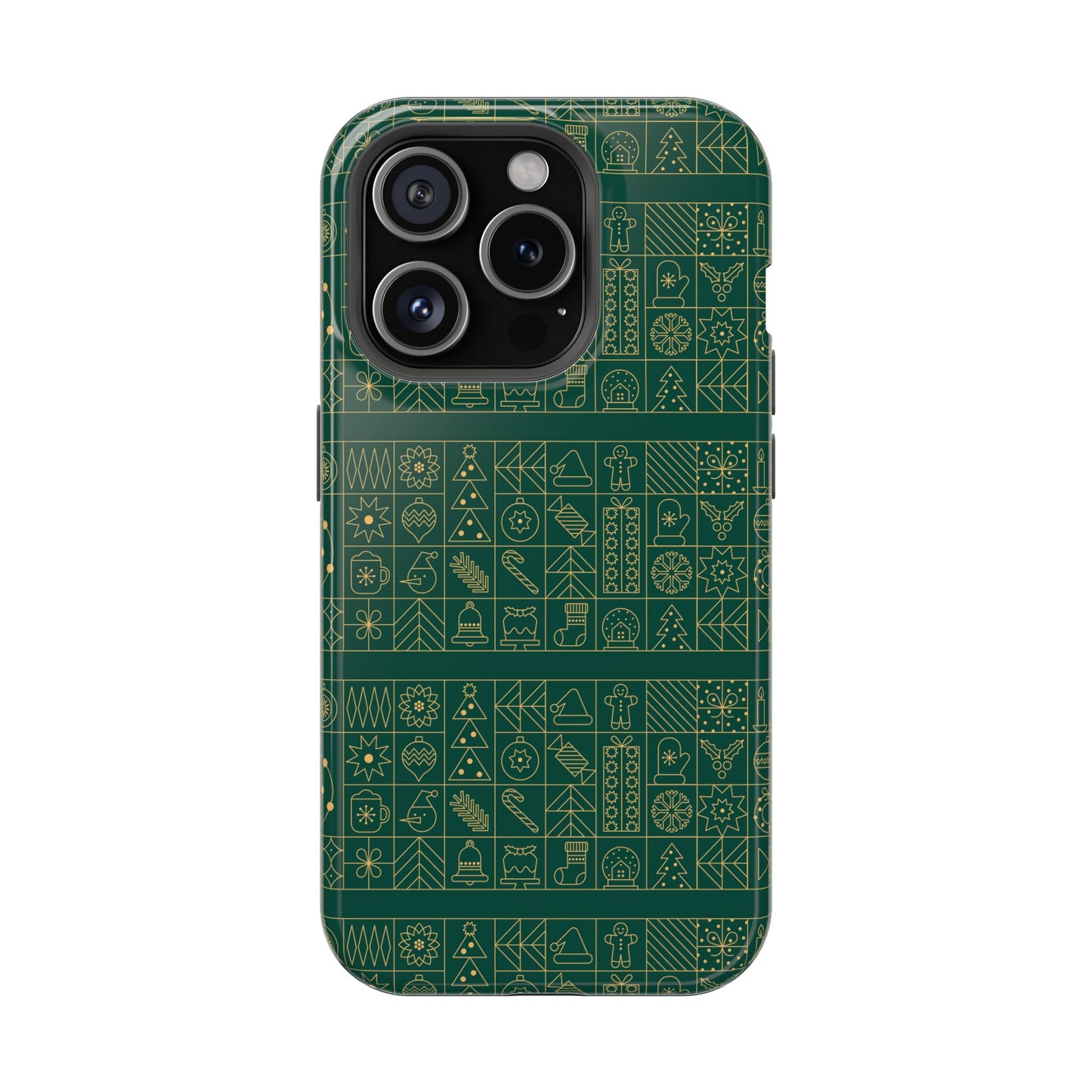 Magnetic Impact-Resistant Phone Case — Dark Green Geometric Pattern