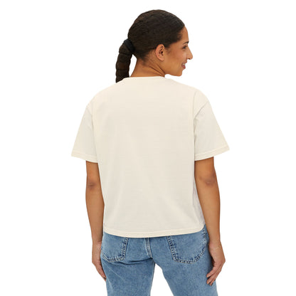 Cute Love Story Ghost Women's Boxy Tee, Fun Casual Top, Halloween Apparel, Gift for Ghost Lovers, Spooky Season Shirt, Relaxed Fit Tee - MaisonThreadory