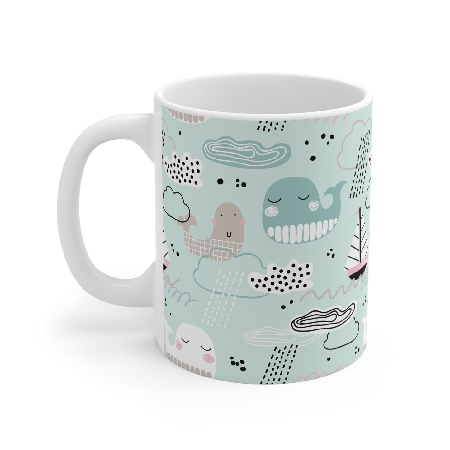 Whimsical Whale Mug, Cute Coffee Cup, Nautical Gift, Ocean Lover's Drinkware, Kid-Friendly Mug, Mother's Day Present