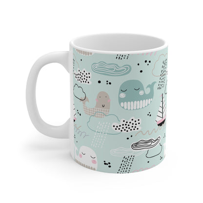 Whimsical Whale Mug, Cute Coffee Cup, Nautical Gift, Ocean Lover's Drinkware, Kid-Friendly Mug, Mother's Day Present