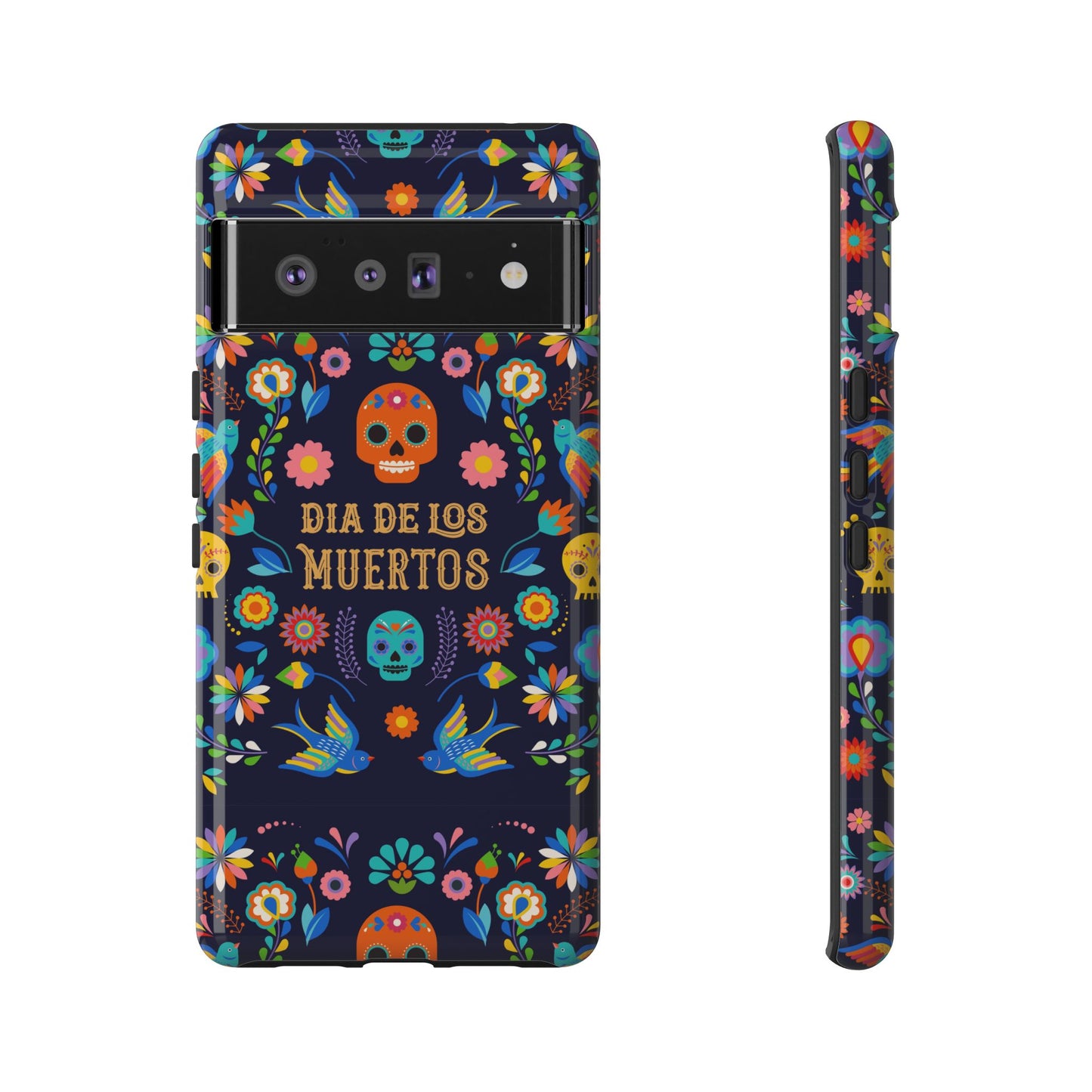 Colorful Dia de los Muertos Phone Case, Skull Design, Floral Phone Cover, Sugar Skull Accessories, Day of the Dead Gift
