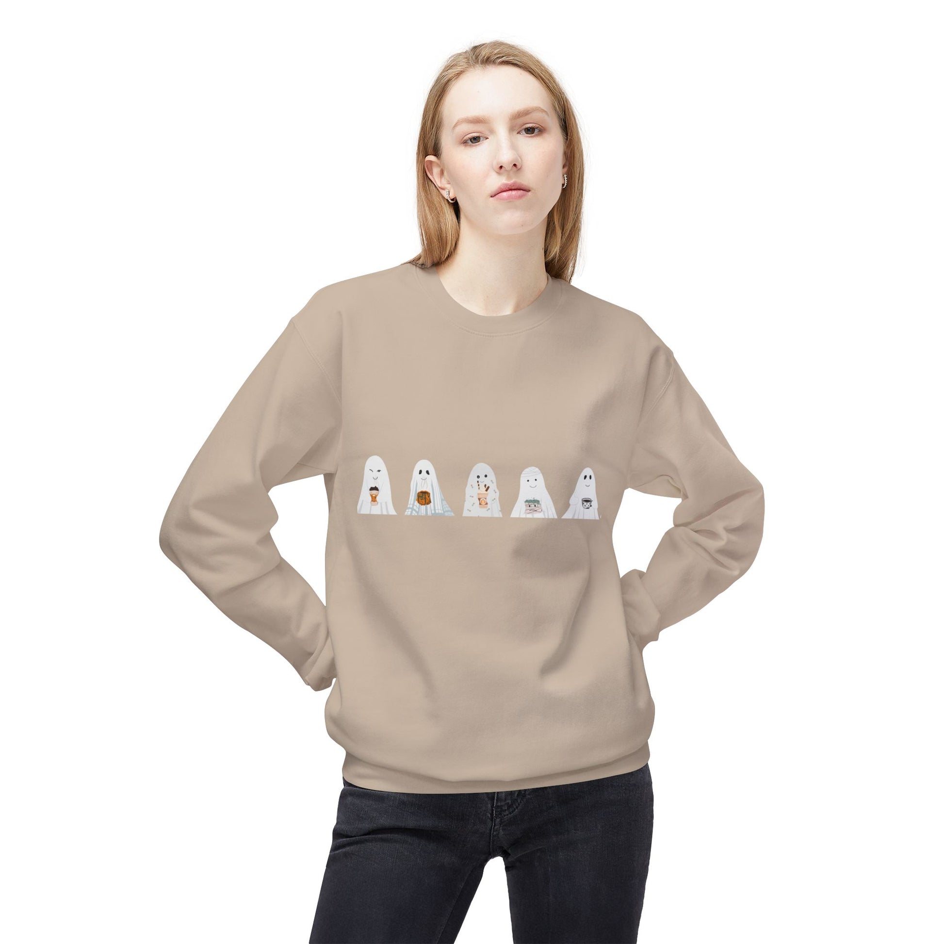 Whimsical Animal Print Fleece Sweatshirt - Cozy Casual Wear, Perfect for Gifts, Pet Lovers Apparel, Halloween, Fall Fashion - MaisonThreadory