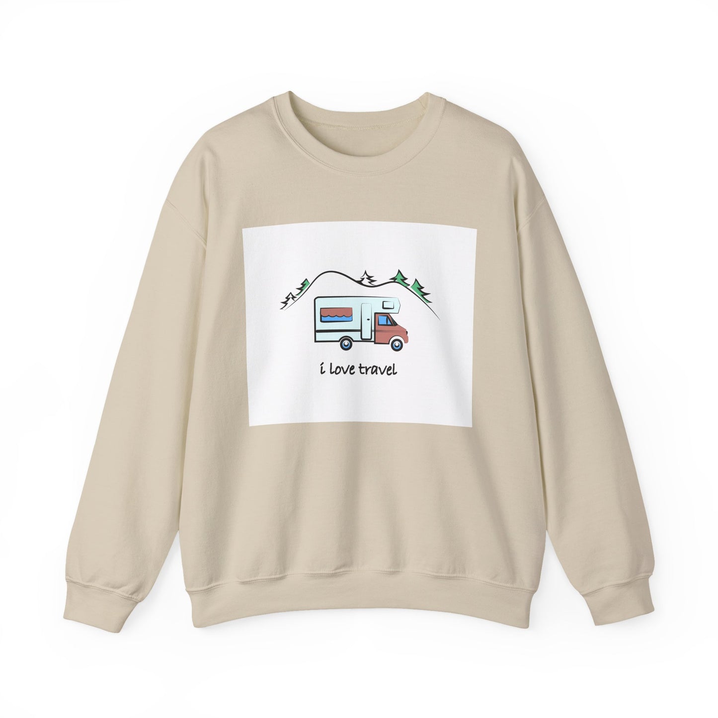 Travel Love Crewneck Sweatshirt | Cozy Adventure Apparel, Perfect for Travel Lovers, Gift Idea for Road Trips, Camping, and Wanderlust - MaisonThreadory