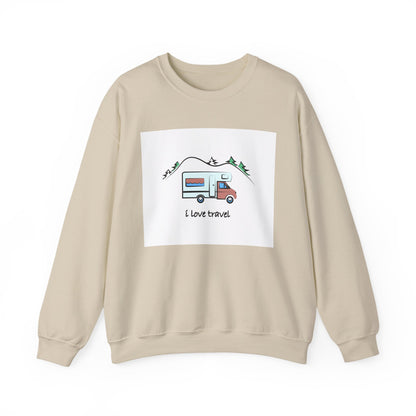 Travel Love Crewneck Sweatshirt | Cozy Adventure Apparel, Perfect for Travel Lovers, Gift Idea for Road Trips, Camping, and Wanderlust - MaisonThreadory