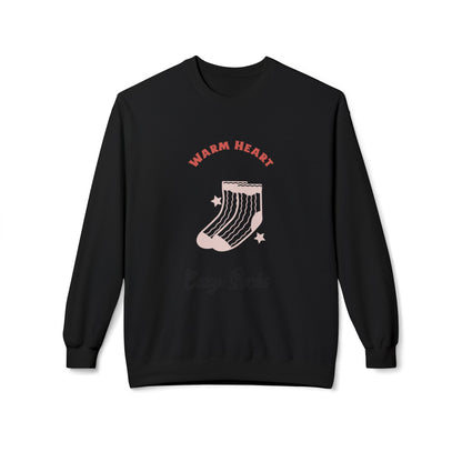 Warm Heart Cozy Socks Sweatshirt | Unisex Fleece Crewneck for Gift, Comfort Wear, Cozy Apparel, Holiday Wardrobe, Lounge Wear - MaisonThreadory