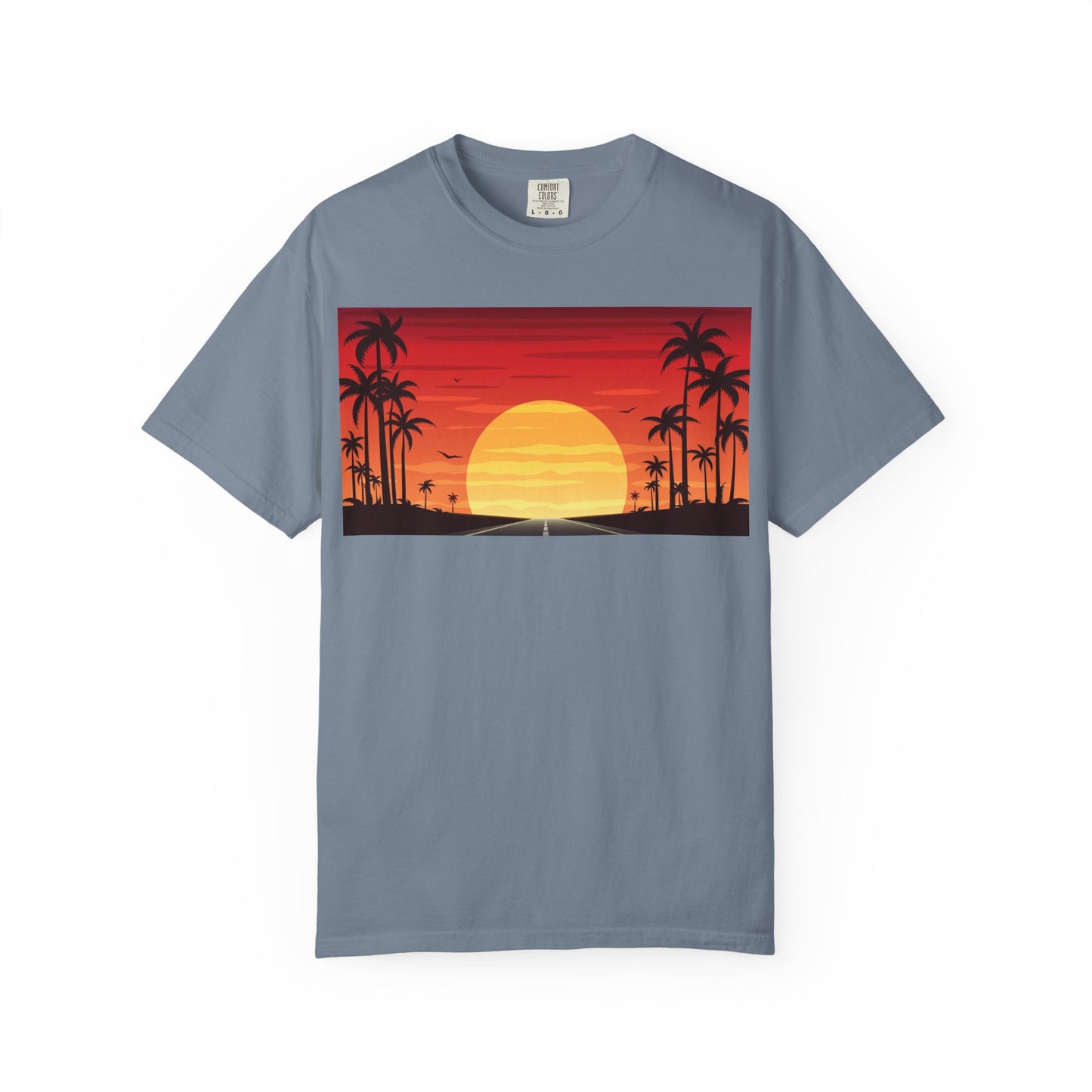 Sunset Palm Beach T-Shirt — Retro Tropical Sunset Graphic