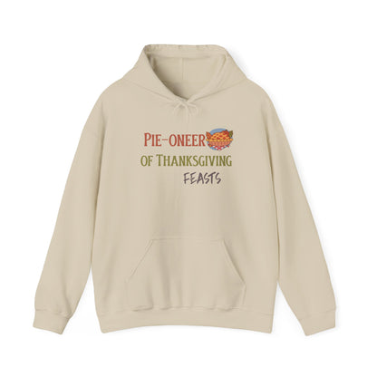 Thanksgiving Pie-o-neer Unisex Heavy Blend Hooded Sweatshirt, Cozy Holiday Sweatshirt, Thanksgiving Apparel, Fall Fashion, Foodie Gifts - MaisonThreadory