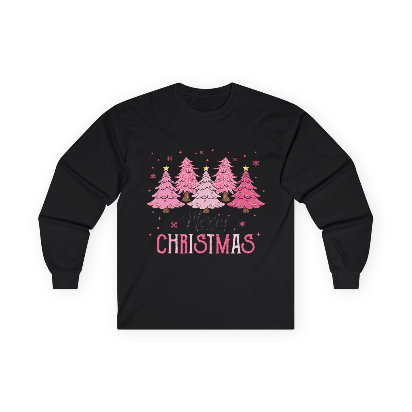 Merry Christmas Pink Tree Long Sleeve Tee