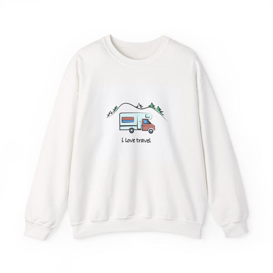 Travel Love Crewneck Sweatshirt | Cozy Adventure Apparel, Perfect for Travel Lovers, Gift Idea for Road Trips, Camping, and Wanderlust - MaisonThreadory