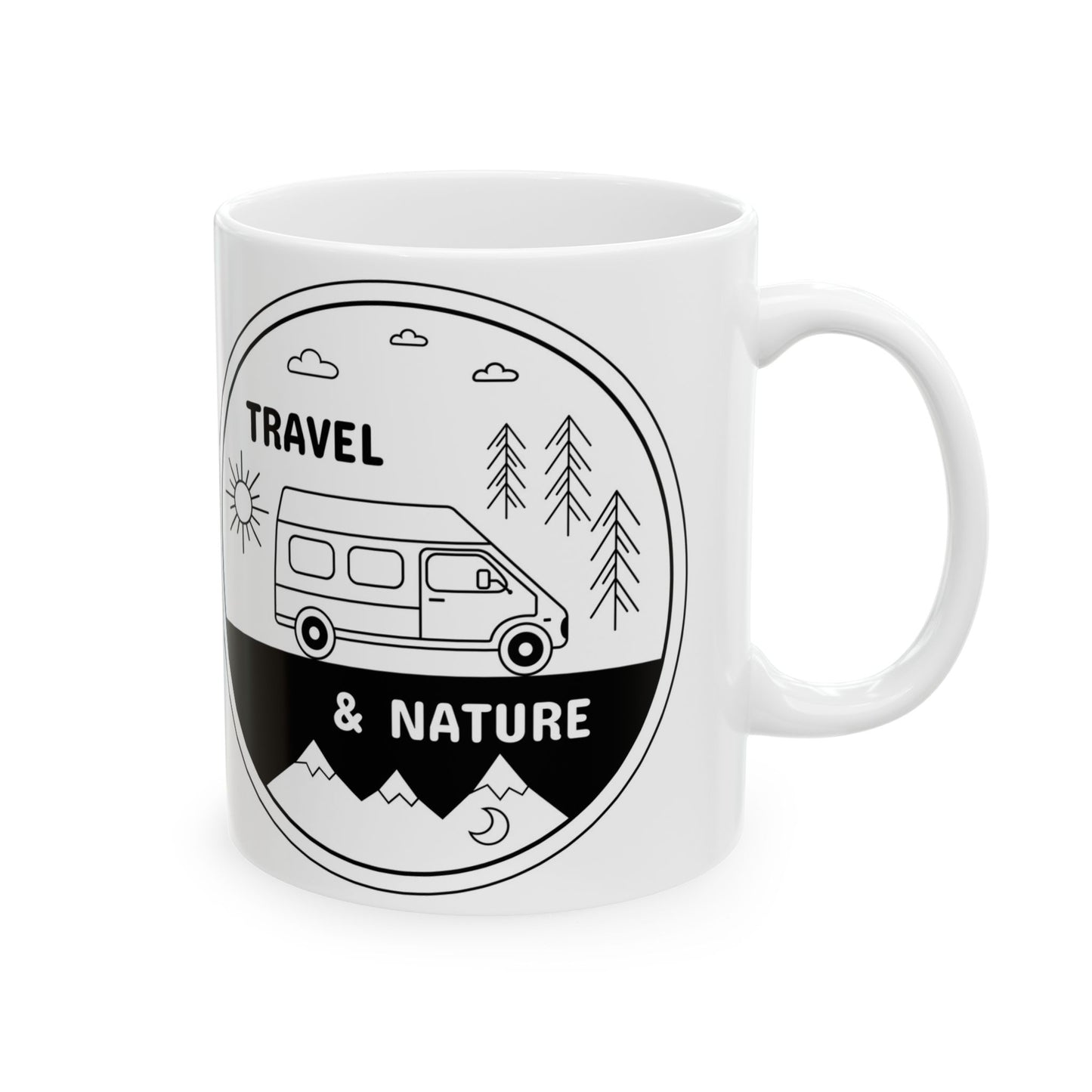 Adventure Travel Ceramic Mug - Nature Explorer Coffee Cup, Camper Van Gift, Outdoor Decor, Road Trip Essentials, Camping Supplies - MaisonThreadory