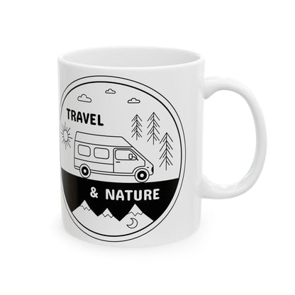 Adventure Travel Ceramic Mug - Nature Explorer Coffee Cup, Camper Van Gift, Outdoor Decor, Road Trip Essentials, Camping Supplies - MaisonThreadory