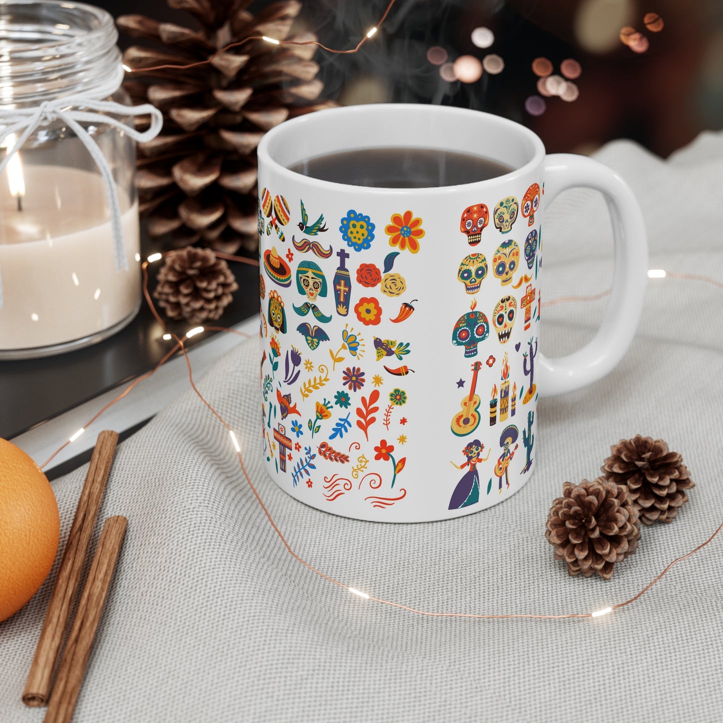 Day of the Dead Mug, Dia de los Muertos Coffee Cup, Halloween Skull Tea Mug, Gothic Kitchen Decor, Sugar Skull Drinkware, Mexican Folklore