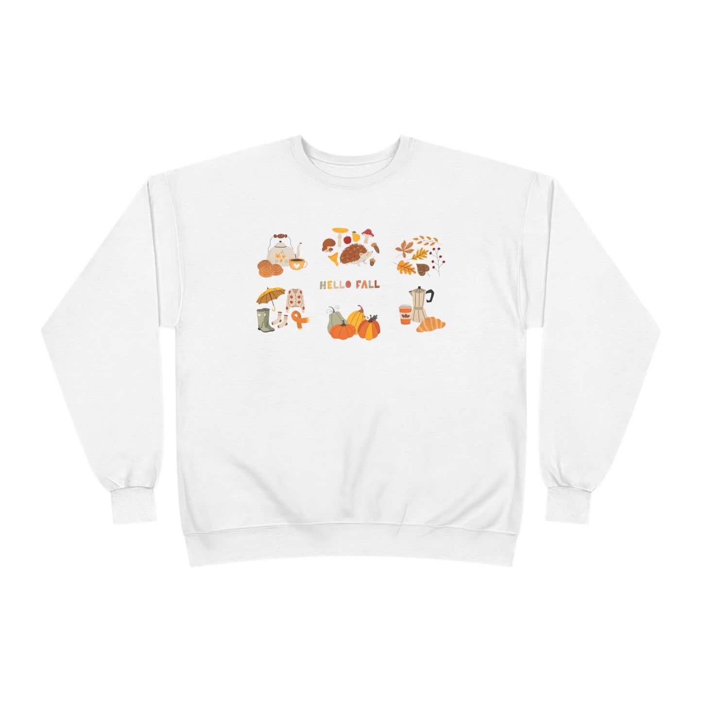 Cozy Fall Sweatshirt - Hello Fall Design, Unisex Fall Apparel, Eco-Friendly Sweater, Perfect for Autumn Celebrations, Gift for Nature Lovers - MaisonThreadory