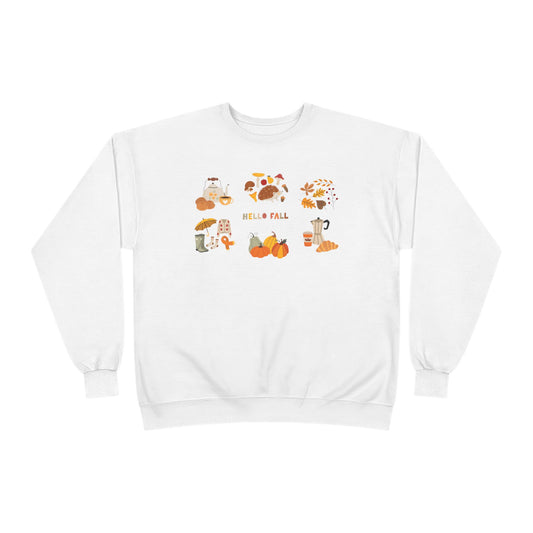 Cozy Fall Sweatshirt - Hello Fall Design, Unisex Fall Apparel, Eco-Friendly Sweater, Perfect for Autumn Celebrations, Gift for Nature Lovers - MaisonThreadory
