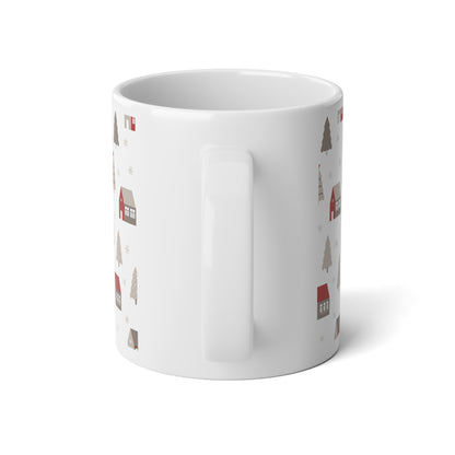 Cozy Winter Village Jumbo Mug, 20oz | Festive Coffee Cup, Holiday Hot Cocoa Mug, Christmas Gifts, Cozy Home Decor, Winter Wonderland - MaisonThreadory