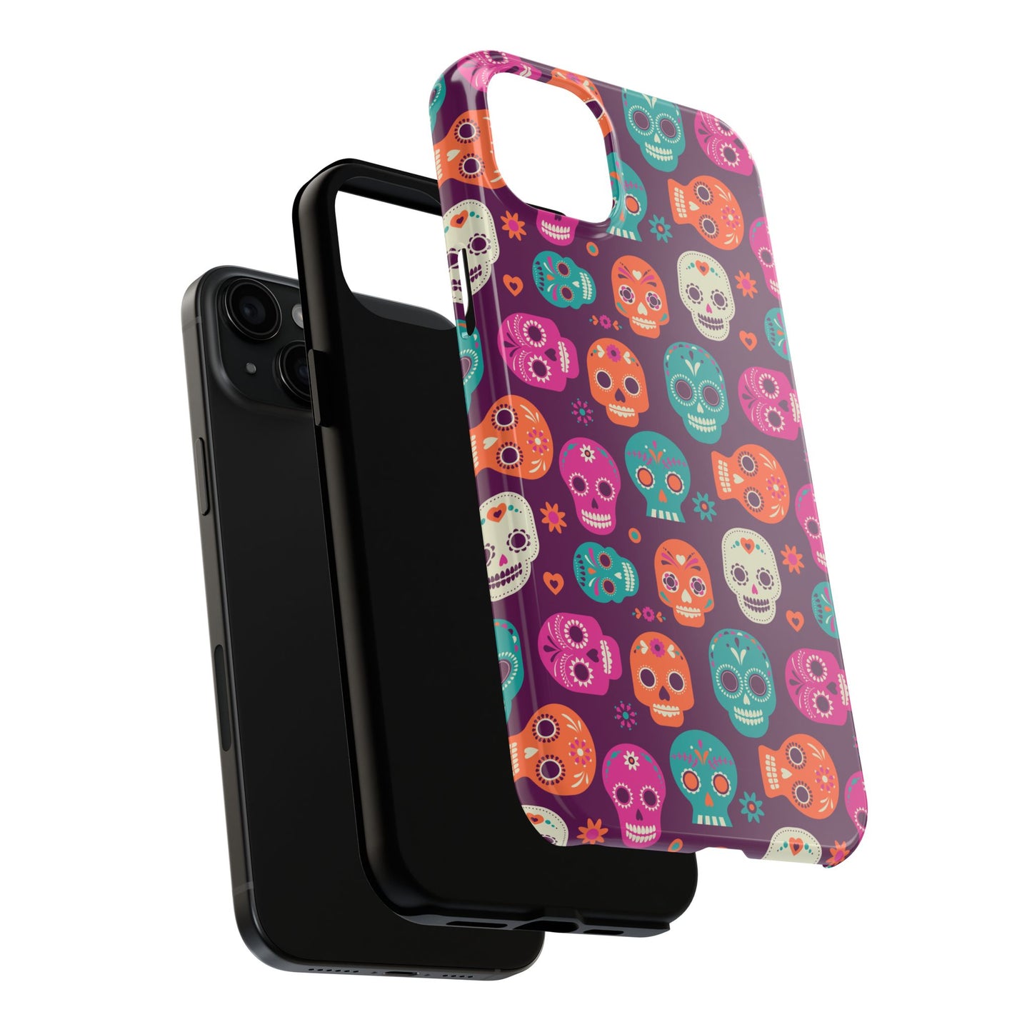 Colorful Skull Phone Case, Tough Cases for Halloween, Unique Phone Cover, Day of the Dead, Fun and Durable Accessories