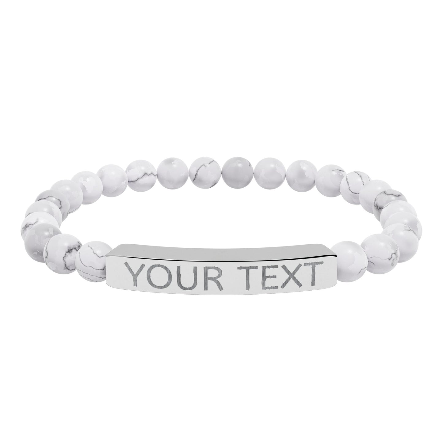 Engravable Natural Stone Stretch Bar Bracelet — Personalized Beaded Bracelet