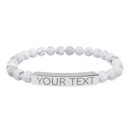 Engravable Natural Stone Stretch Bar Bracelet — Personalized Beaded Bracelet