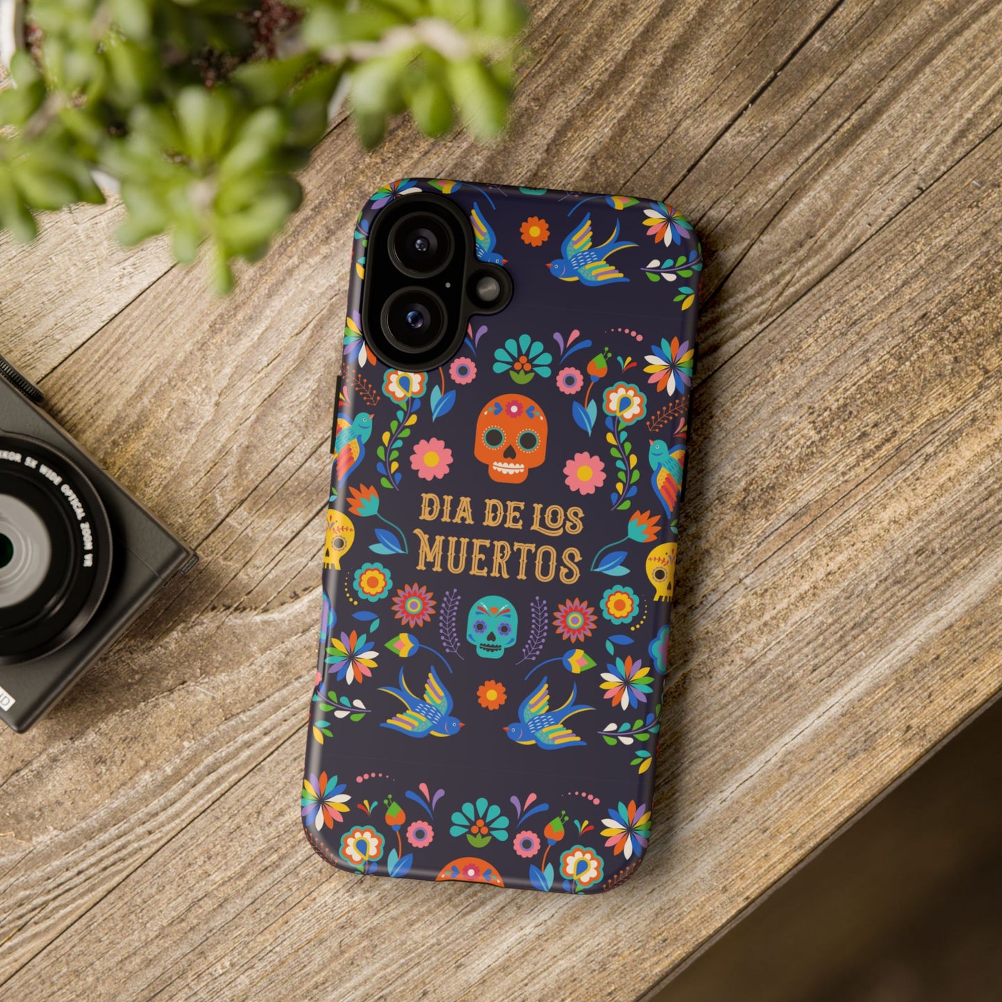 Colorful Dia de los Muertos Phone Case, Skull Design, Floral Phone Cover, Sugar Skull Accessories, Day of the Dead Gift