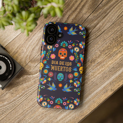 Colorful Dia de los Muertos Phone Case, Skull Design, Floral Phone Cover, Sugar Skull Accessories, Day of the Dead Gift