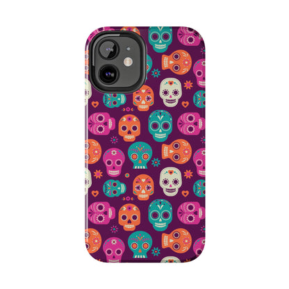 Colorful Skull Phone Case, Tough Cases for Halloween, Unique Phone Cover, Day of the Dead, Fun and Durable Accessories