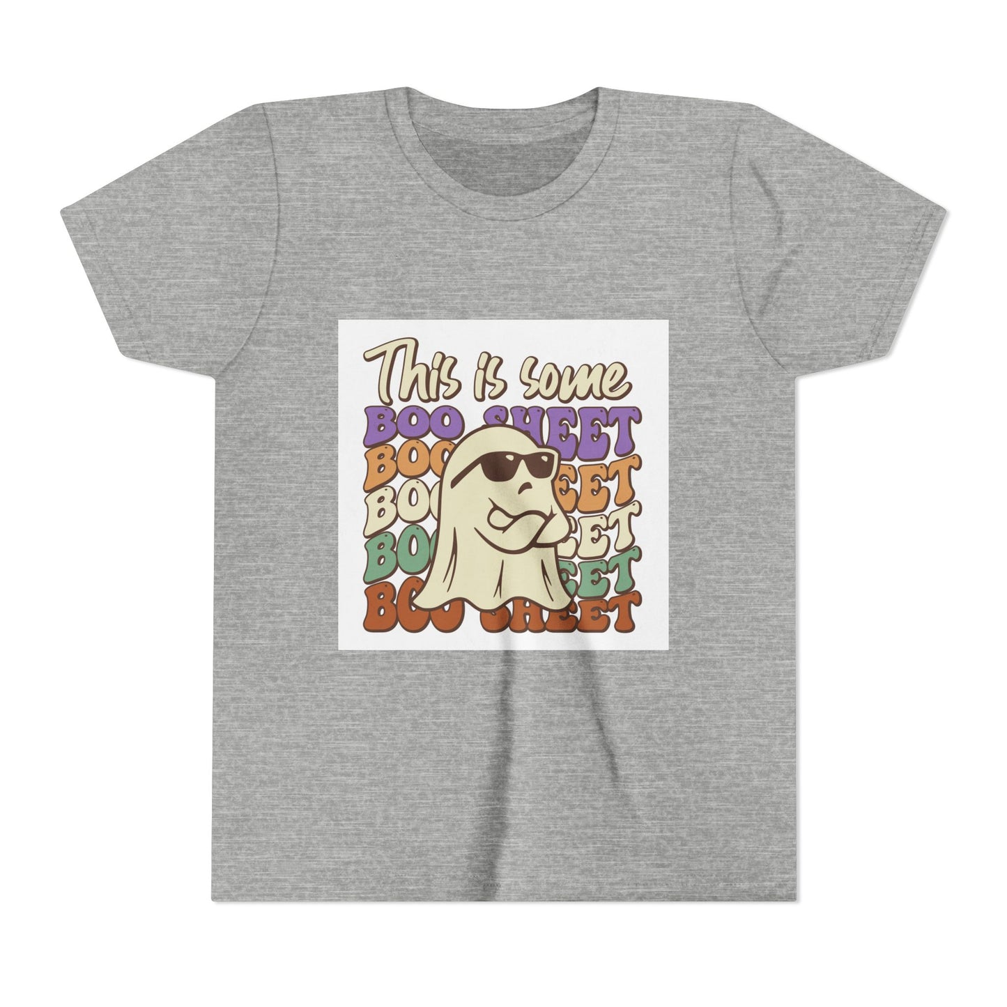 Youth Short Sleeve Tee with Fun Boo Sheet Design, Cool Summer Top, Humorous Kids Apparel, Gift for Halloween, Casual Wear, Playful T-Shirt - MaisonThreadory