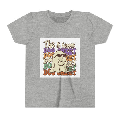 Youth Short Sleeve Tee with Fun Boo Sheet Design, Cool Summer Top, Humorous Kids Apparel, Gift for Halloween, Casual Wear, Playful T-Shirt - MaisonThreadory