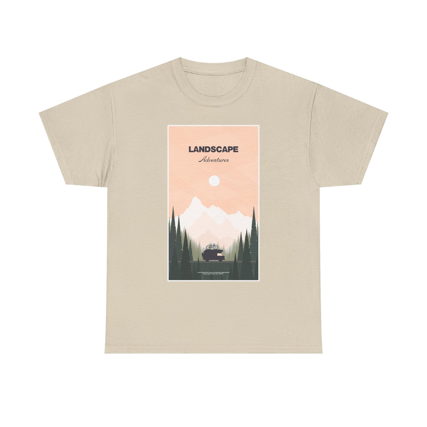 Adventure Landscape Unisex Heavy Cotton Tee, Nature T-Shirt, Casual Outdoors Shirt, Hiking Gift, Travel Apparel - MaisonThreadory
