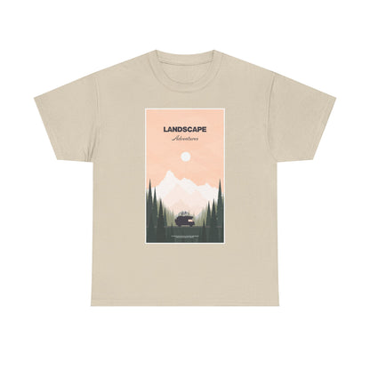 Adventure Landscape Unisex Heavy Cotton Tee, Nature T-Shirt, Casual Outdoors Shirt, Hiking Gift, Travel Apparel - MaisonThreadory