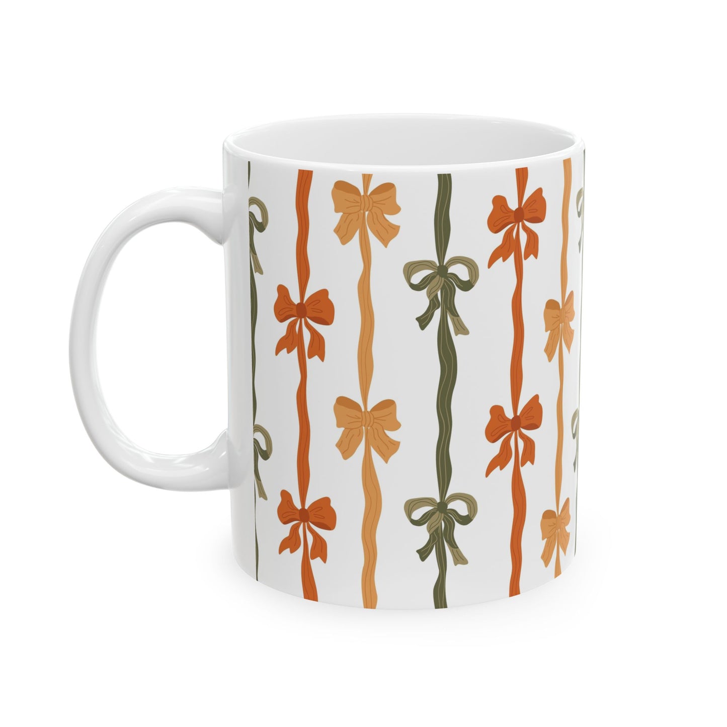 Charming Bow Pattern Ceramic Mug, Gifts for Her, Birthday Gift, Cozy Home Decor, Holiday Mug, Kitchen Essentials