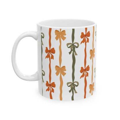 Charming Bow Pattern Ceramic Mug, Gifts for Her, Birthday Gift, Cozy Home Decor, Holiday Mug, Kitchen Essentials