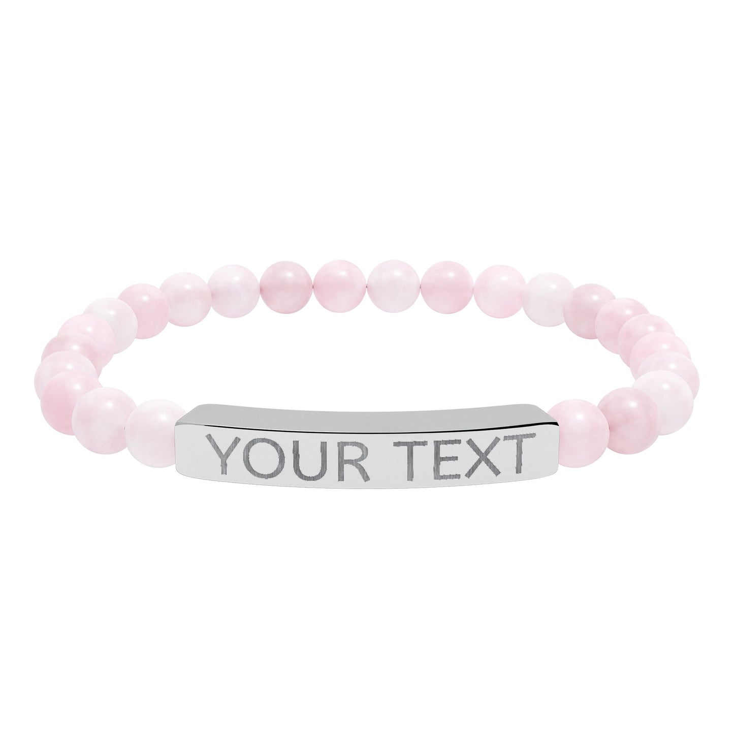 Engravable Natural Stone Stretch Bar Bracelet — Personalized Beaded Bracelet