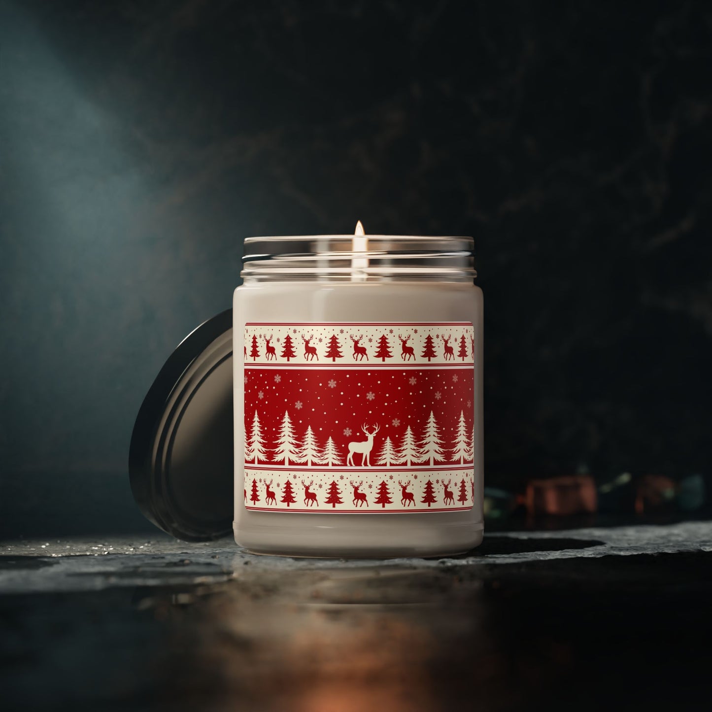 Christmas Reindeer Soy Candle — 9oz Scented Holiday Candle