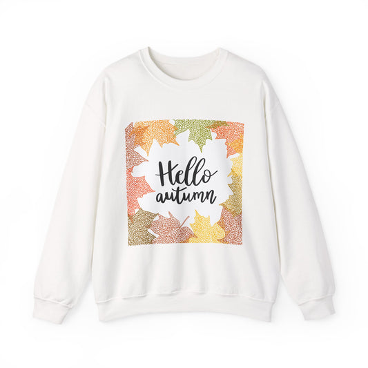 Autumn Vibes Crewneck Sweatshirt, Comfortable Fall Apparel, Unisex Sweater for Cozy Days, Perfect Gift for Fall Lovers, Hello Autumn Design