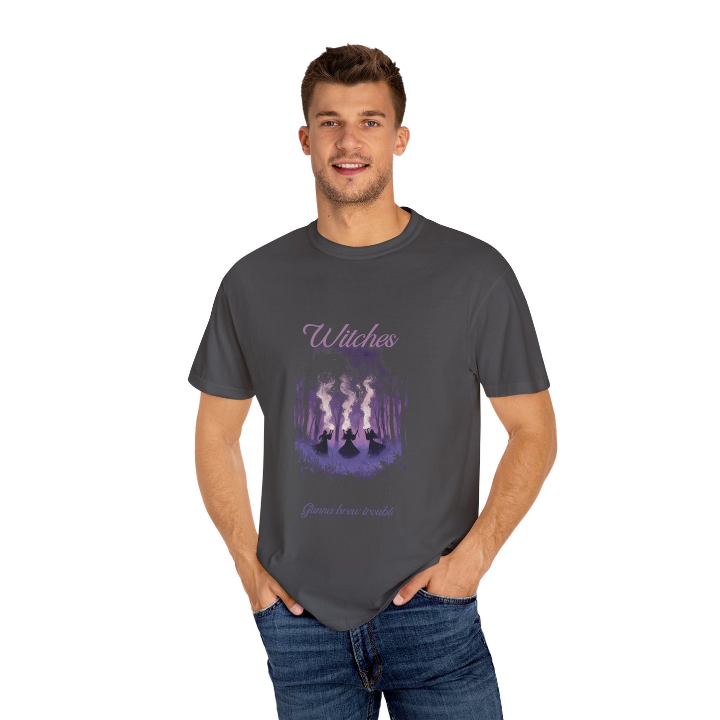 Witches Garment-Dyed T-Shirt | Mystical Apparel for Halloween, Witchy Vibes, Unique Gift, Casual Wear - MaisonThreadory