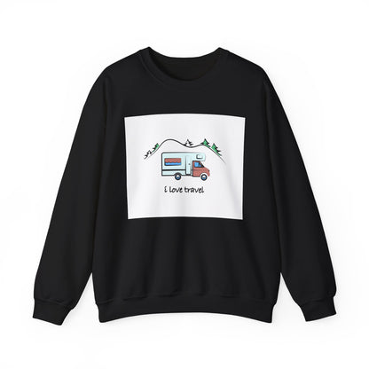 Travel Love Crewneck Sweatshirt | Cozy Adventure Apparel, Perfect for Travel Lovers, Gift Idea for Road Trips, Camping, and Wanderlust - MaisonThreadory