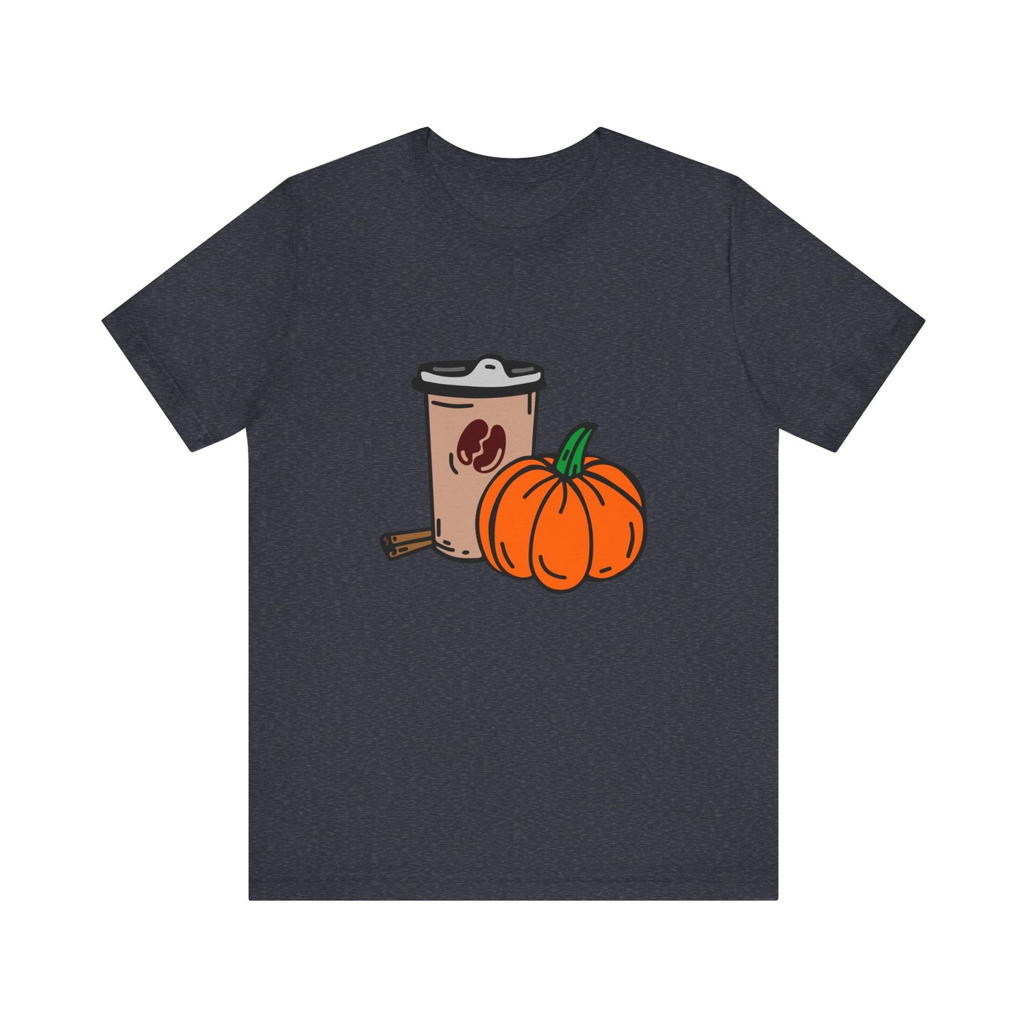Fall Vibes Pumpkin Coffee Tee, Autumn Pumpkin Shirt, Cozy Casual Tee, Thanksgiving Gift, Unisex Fall Apparel - MaisonThreadory