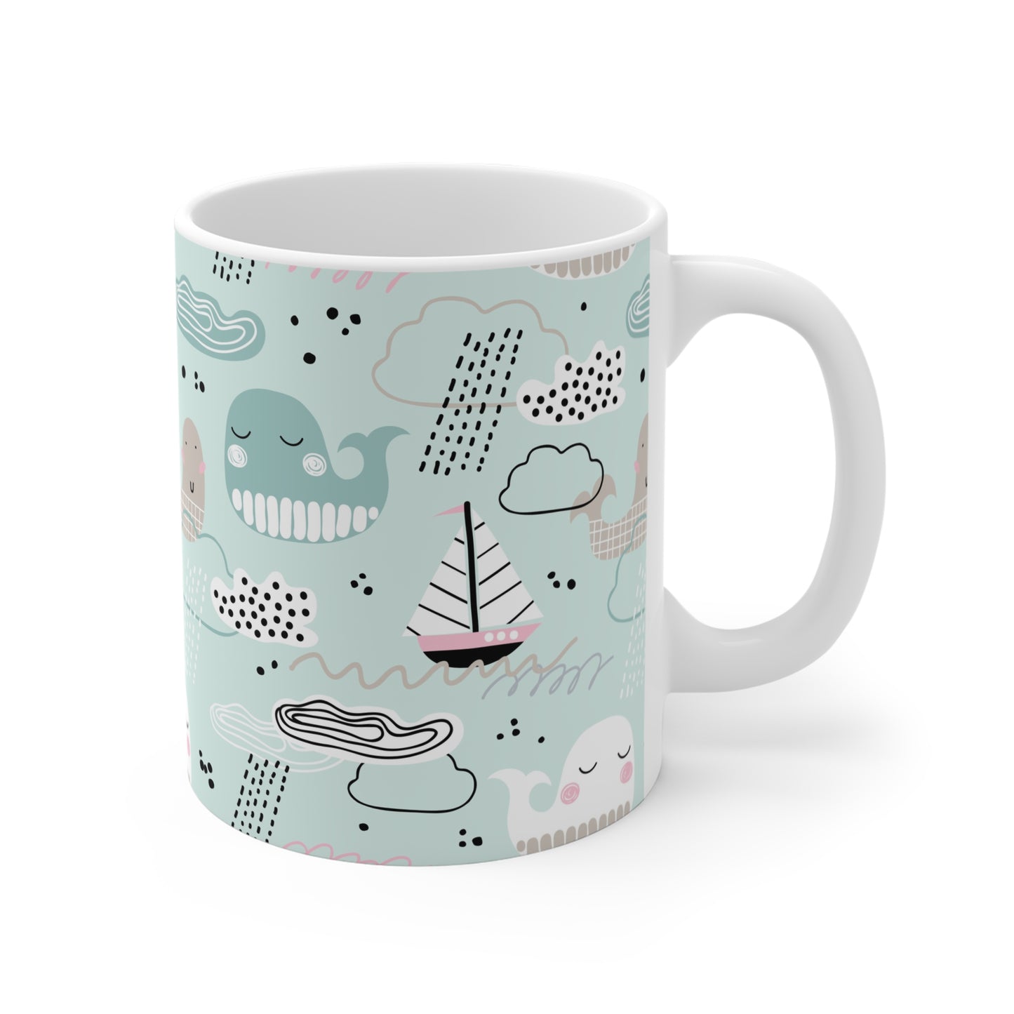 Whimsical Whale Mug, Cute Coffee Cup, Nautical Gift, Ocean Lover's Drinkware, Kid-Friendly Mug, Mother's Day Present