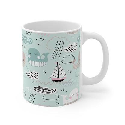 Whimsical Whale Mug, Cute Coffee Cup, Nautical Gift, Ocean Lover's Drinkware, Kid-Friendly Mug, Mother's Day Present