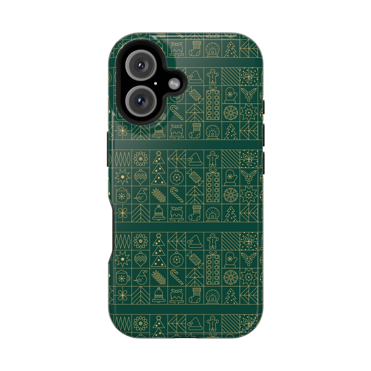 Magnetic Impact-Resistant Phone Case — Dark Green Geometric Pattern