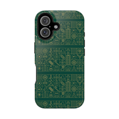 Magnetic Impact-Resistant Phone Case — Dark Green Geometric Pattern