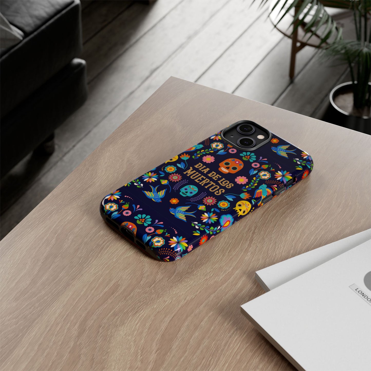 Colorful Dia de los Muertos Phone Case, Skull Design, Floral Phone Cover, Sugar Skull Accessories, Day of the Dead Gift
