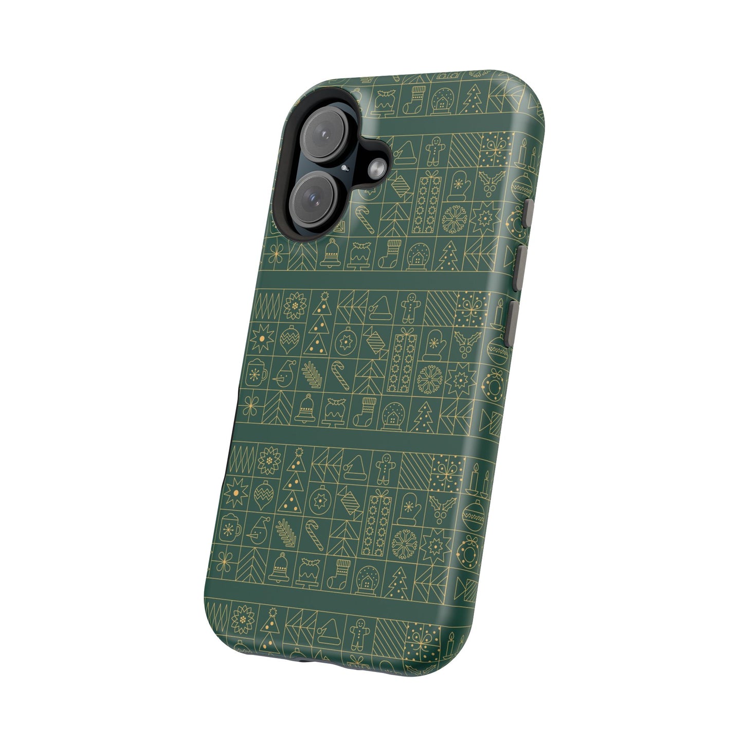 Magnetic Impact-Resistant Phone Case — Dark Green Geometric Pattern
