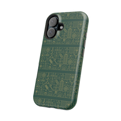 Magnetic Impact-Resistant Phone Case — Dark Green Geometric Pattern