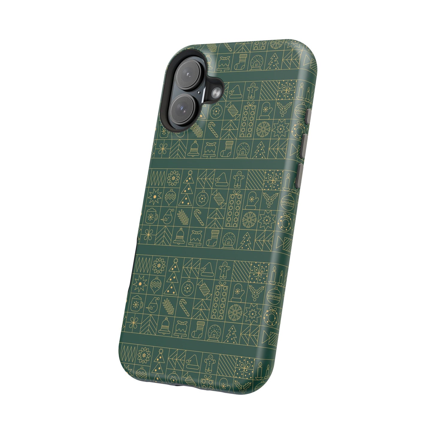 Magnetic Impact-Resistant Phone Case — Dark Green Geometric Pattern