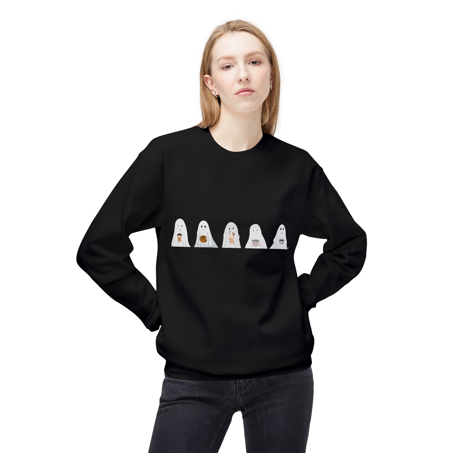 Whimsical Animal Print Fleece Sweatshirt - Cozy Casual Wear, Perfect for Gifts, Pet Lovers Apparel, Halloween, Fall Fashion - MaisonThreadory