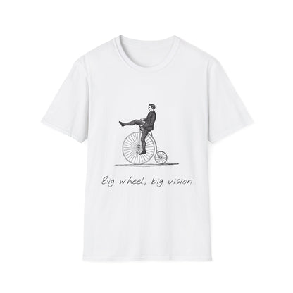 Vintage-Inspired Graphic Tee: "Big Wheel, Big Vision" Unisex Softstyle T-Shirt, Casual Outfit, Funny Gift, Bicycle Lover's Apparel, [...]