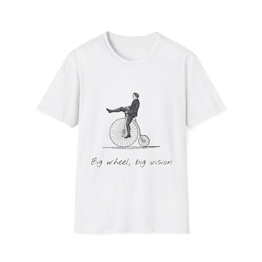 Vintage-Inspired Graphic Tee: "Big Wheel, Big Vision" Unisex Softstyle T-Shirt, Casual Outfit, Funny Gift, Bicycle Lover's Apparel, [...]