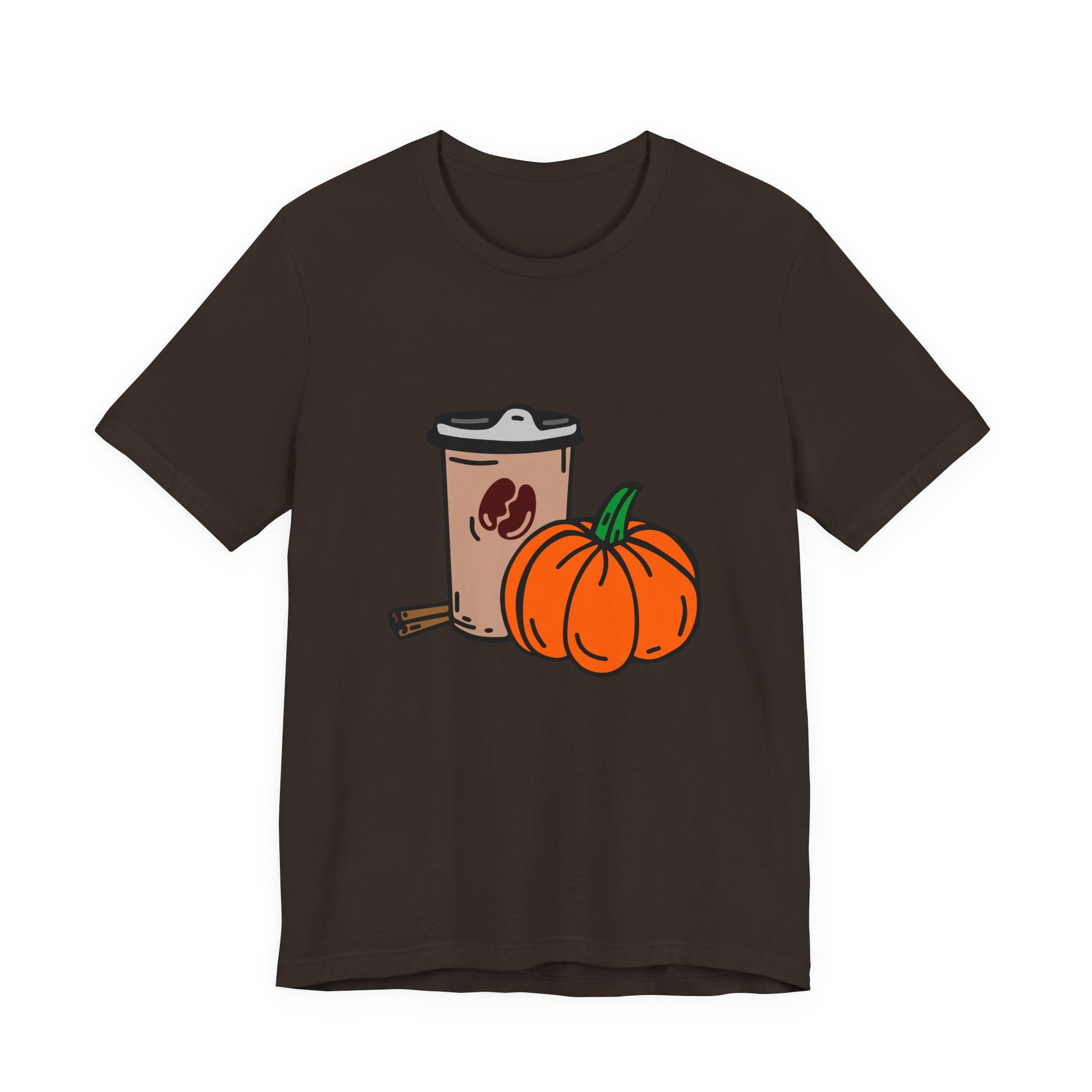 Fall Vibes Pumpkin Coffee Tee, Autumn Pumpkin Shirt, Cozy Casual Tee, Thanksgiving Gift, Unisex Fall Apparel - MaisonThreadory