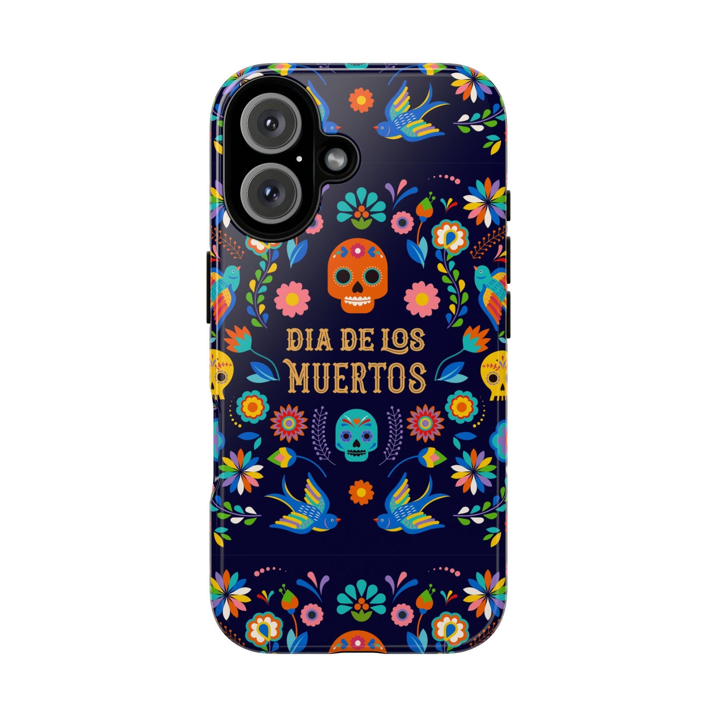 Colorful Dia de los Muertos Phone Case, Skull Design, Floral Phone Cover, Sugar Skull Accessories, Day of the Dead Gift